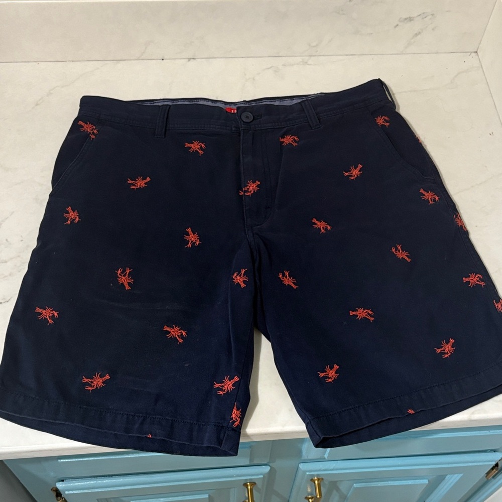 GUC Men’s IZOD Navy Shorts with Red Lobster Embroidery